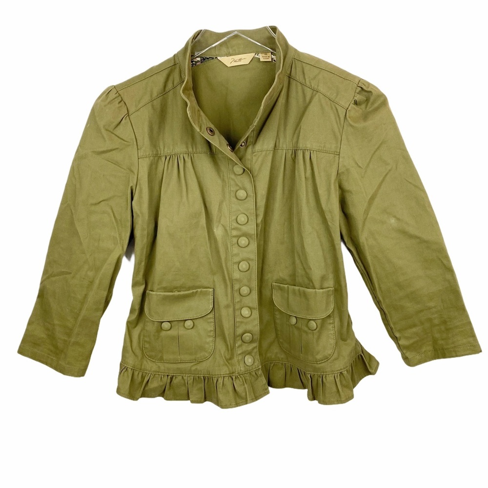 MOTTO Olive Army Green Jacket Ruffled XS